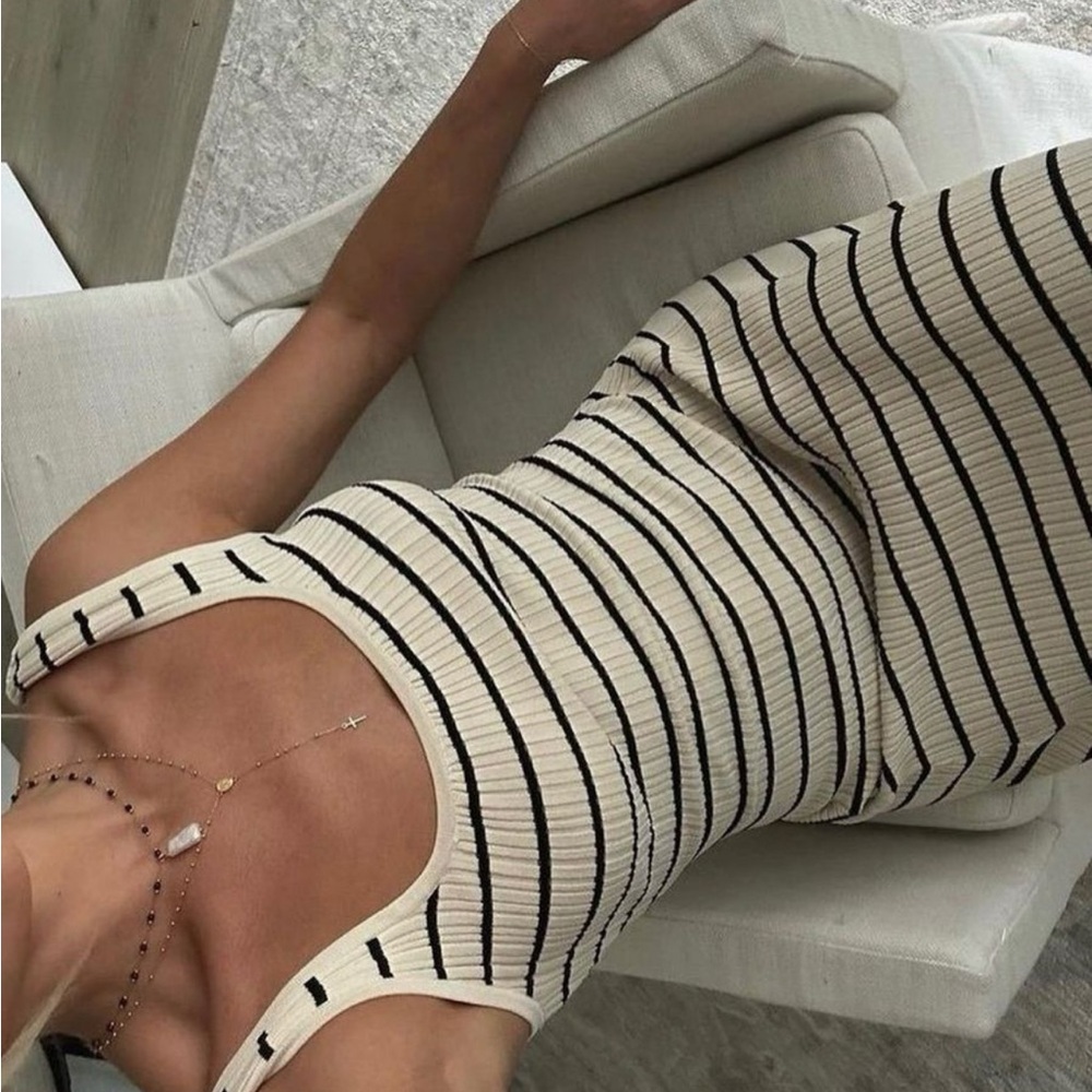 Striped Ribbed Tank Dress